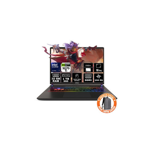 Vector 16 Hx Aı Intel Core Ultra 7 255HX 32GB 1tb SSD RTX5070TI 12GB Freedos Fhd+ 16" 144Hz Taşınabilir Bilgisayar A