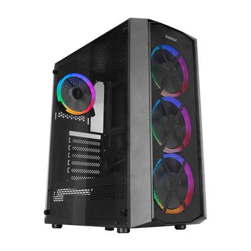 FLAT MESH 4-12cm RGB Fan Tempered Camlı ATX Mid-T Gaming Oyuncu Kasası (KDO)