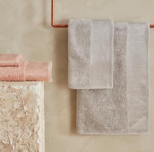 Karaca Hamam Seti %100 Pamuk 4 Parça Lucia Blush/Gri
