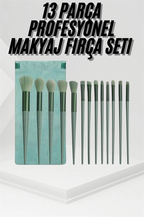 13 Parça Taşınabilir Kılıflı Profesyonel Makyaj Fırça Seti Pudra Allık Fondöten Fırçası