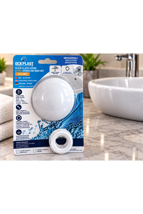Lavabo Gider Süzgeci Bas Aç Pop-Up Sistem Taşma Yüzüklü Set