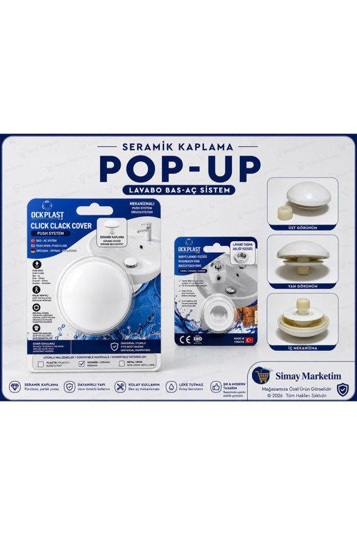 Seramik Kaplama, Bas Aç Otomatik Sistem Pop-Up Lavabo Sifonu-Üniversal Bütün Modellere Uyumlu