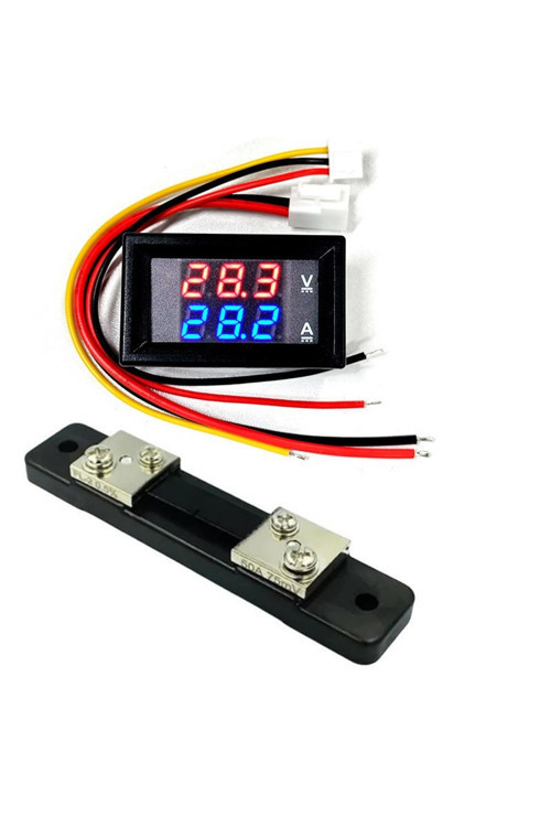 DC 0-100V 0-50A Voltampermetre+Şönt Bara Direnci