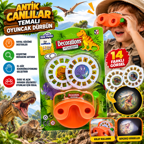 Antik Canlılar Temalı Oyuncak Dürbün Dinozor Keşif ve Macera Oyuncağı MB7204