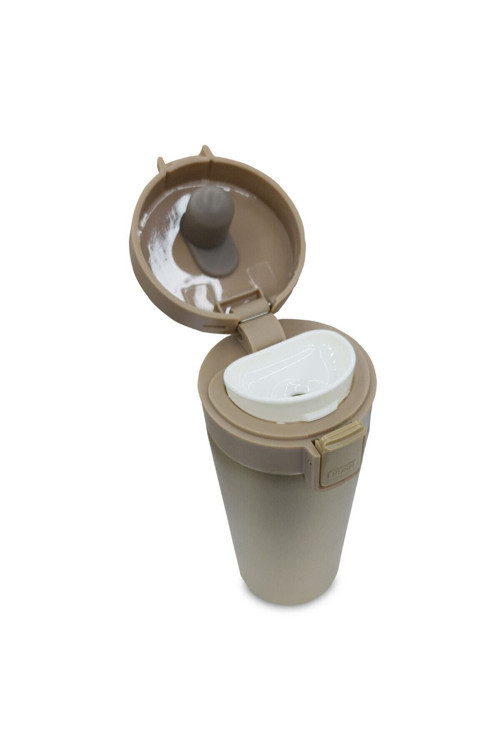 Tek El Bas Iç Paslanmaz Çelik Termos 380 Ml Sızdırmaz Kilitli Kapak Çift Katmanlı Travel Mug