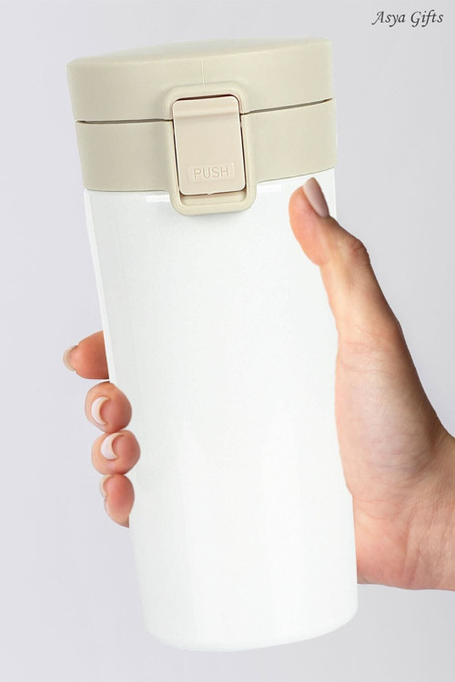 Tek El Bas Iç Paslanmaz Çelik Termos 380 Ml Sızdırmaz Kilitli Kapak Çift Katmanlı Travel Mug