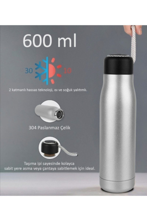 Termos Çift Katmanlı 600 Ml 304 Paslanmaz Çelik Termos 547 Metal