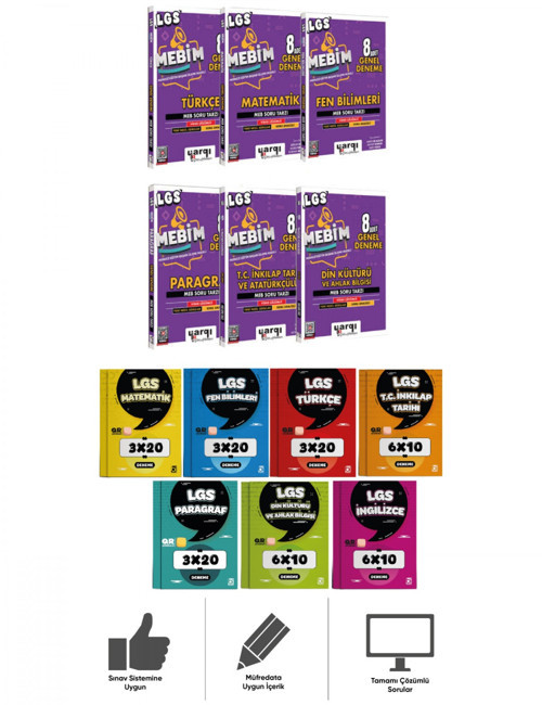 8.Sınıf LGS MEBİM Tüm Dersler Deneme Seti 13 Kitap Yargı Ders Arkadaşım