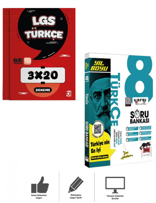8.Sınıf LGS Türkçe Yıl Boyu Soru Bankası + Deneme Sınavı Bigelio + Yargı Ders Arkadaşım