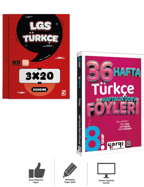 8.Sınıf LGS Türkçe 36 Haftalık Ödev Föyleri + Deneme Sınavı Seti Bigelio + Yargı Ders Arkadaşım
