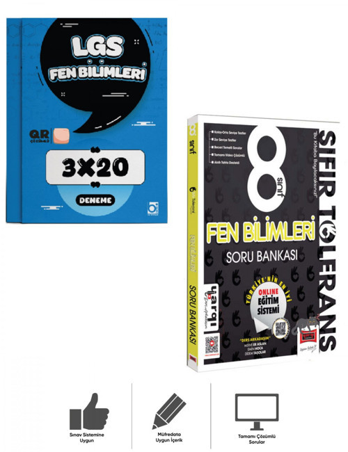 8.Sınıf LGS Sıfır Tolerans Fen Bilimleri Soru Bankası + Deneme Sınavı Bigelio + Yargı Ders Arkadaşım