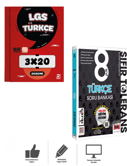 8.Sınıf LGS Sıfır Tolerans Türkçe Soru Bankası + Deneme Sınavı Bigelio + Yargı Ders Arkadaşım