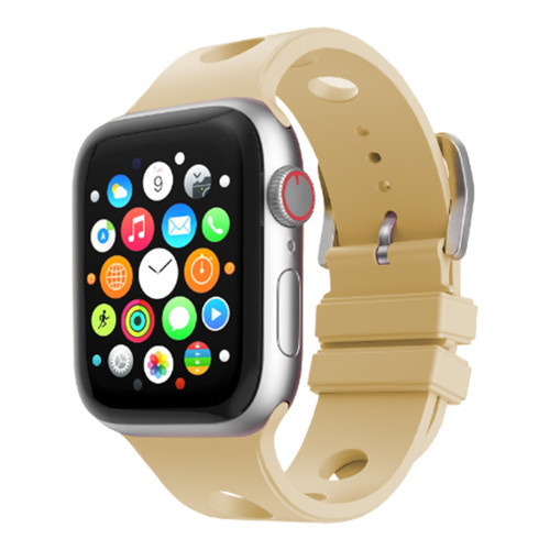 Apple Watch 42mm Uyumlu Kordon Delikli Tasarım Silikon Gold