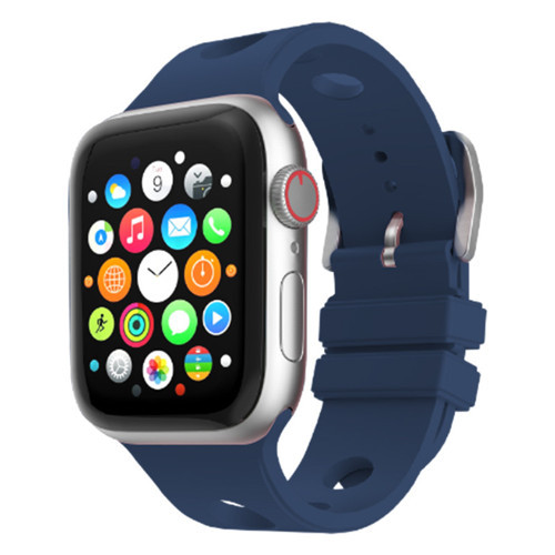 Apple Watch 42mm Uyumlu Kordon Delikli Tasarım Silikon Midnight Blue