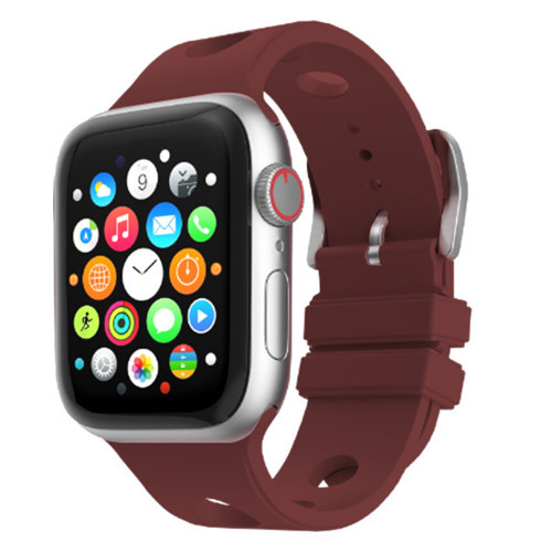 Apple Watch 42mm Uyumlu Kordon Delikli Tasarım Silikon Mürdüm