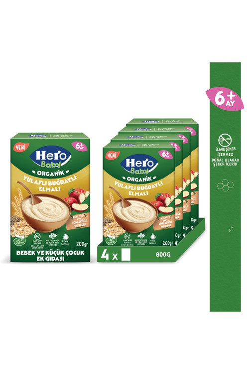 Organik Buğdaylı Yulaflı Elmalı 200G X4