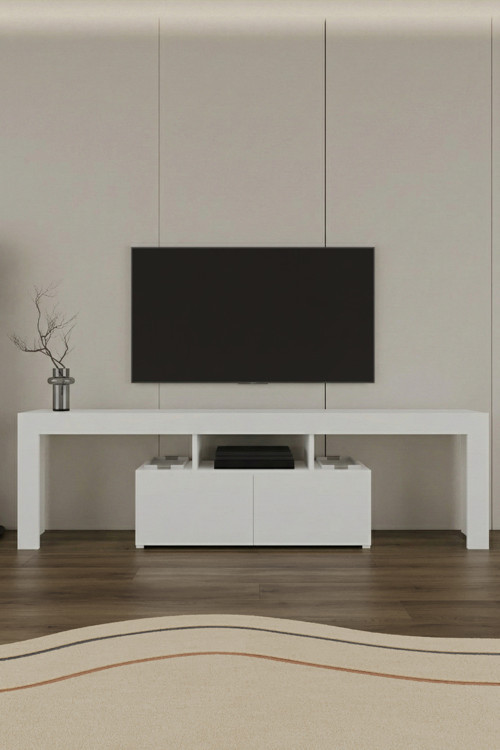 Loki 2 Kapaklı Raflı Tv Ünitesi 180 Cm Beyaz