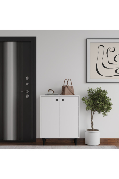 Artemis 4 Raflı 2 Kapaklı Ayakkabılık Beyaz
