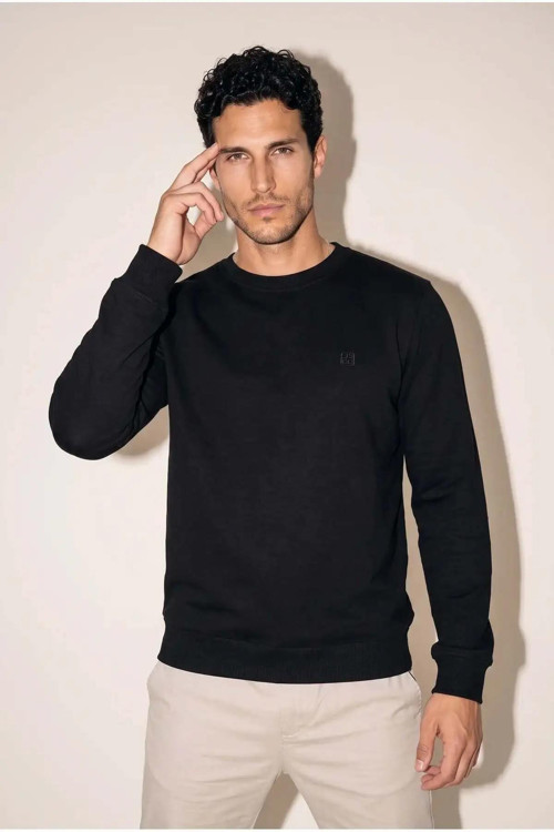 6212 0 Yaka Nakışlı Selanik Erkek Sweatshirt JSSWTK27E000009