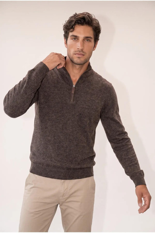 6228 Dik Yaka Fermuarlı Muline Selanik Erkek Sweatshirt JSSWTK27E000018