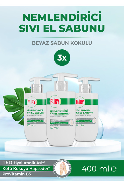 Sıvı El Sabunu Beyaz Sabun Kokulu 3 x 400 ml