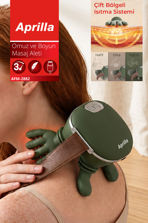 AFM-2882 Parmakla Yoğuran El Hissi Sunan Isıtmalı Masaj Aleti Taşınabilir,Şarjlı Boyun,Sırt,Bacak