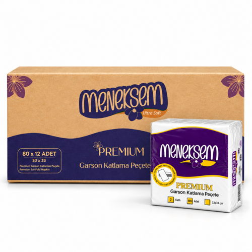 Garson Peçete 33x33 cm Premium – 2 Katlı, 80’li × 12 Paket, 960 Adet