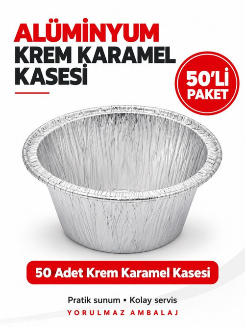 Alüminyum Krem Karamel Kasesi 50 Adet – Yuvarlak Kullan At Tatlı Kabı