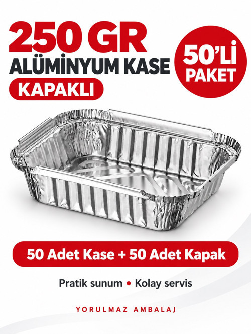 250 Gr Kapaklı Alüminyum Kase 50’li – Küçük Boy Yemek ve Meze Kabı