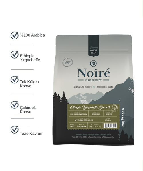Ethiopia Yirgacheffe Grade 2 %100 Arabica Single Origin Çekirdek Kahve 250 g
