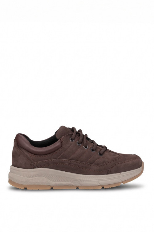 L1399N Erkek Hakiki Nubuk Deri Memory Foam Klasik Sneaker Kahverengi