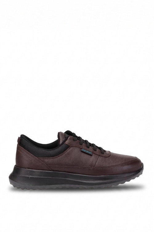 L1378 Erkek Hakiki Deri Memory Foam Klasik Sneaker Kahverengi