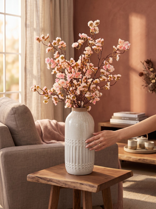 3’lü Yapay Kiraz Çiçeği Sakura Demeti 75 cm Yoğun Çiçekli Dekoratif Yapay Bahar Dalı