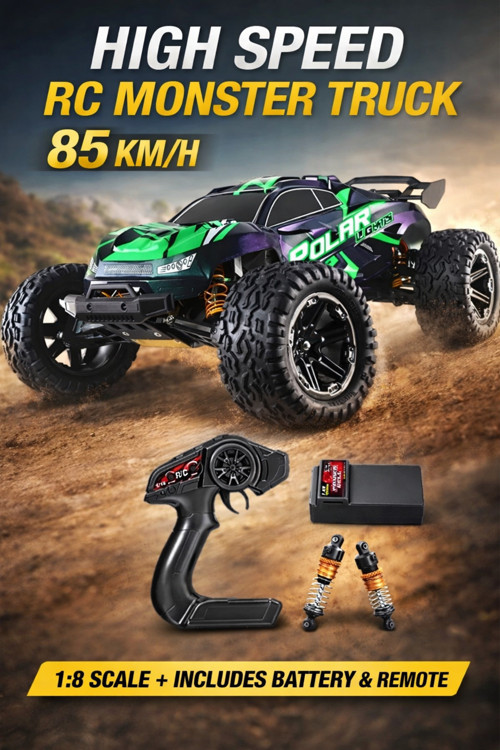 Elektrikli Rc 1:8 Ölçek Servo Motor Süspansiyonlu Arazi Aracı Spor Araç 85 Km Hız Rc Araç Yeşil
