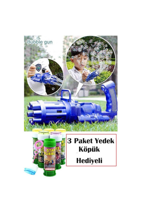 Pilli Köpüklü Oyuncak Köpük Makinesi Tabancası Bubble Machine +Baloncuk Likitli