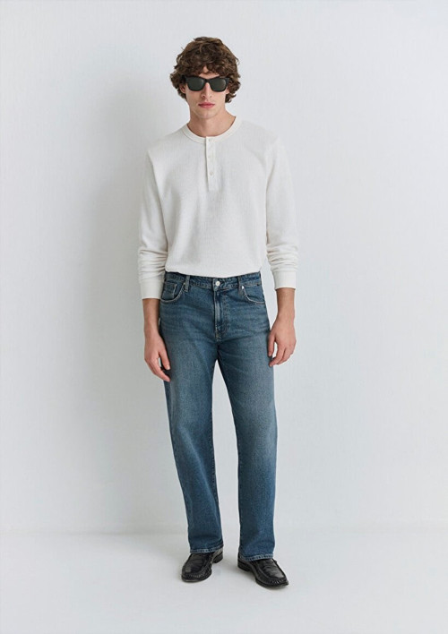 MARLON Classic Denim Puslu Mavi Denim Erkek Kot Pantolon M0019166-87850