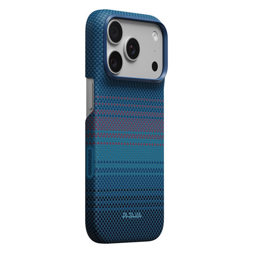 İphone 18 Pro Max Kılıf M-Safeli Aramid Karbon Fiber Pitaka Moonrise 2.0 Nights Seri Kapak Lacivert