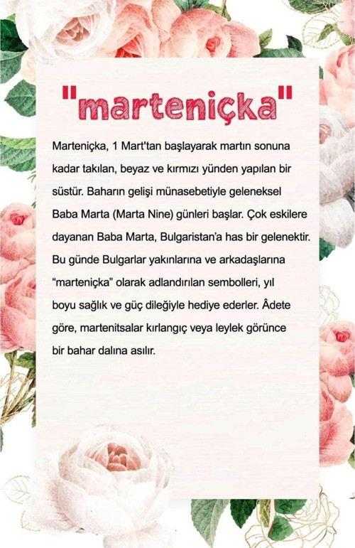 Marteniçka Kartı (5,5x8,5 Cm 100 Adet) Ipsizdir