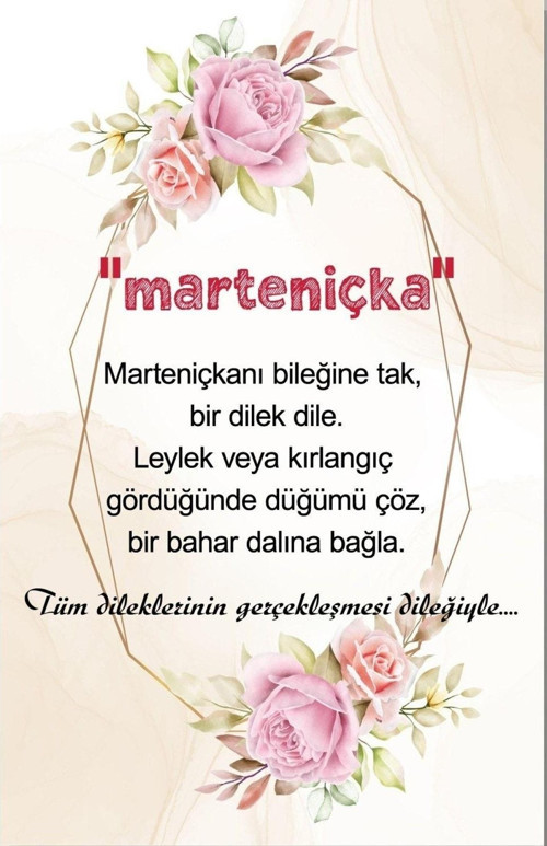 Marteniçka Kartı (5,5x8,5 Cm 100 Adet) Ipsizdir