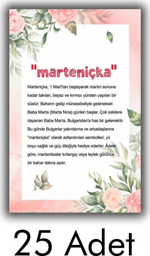 Marteniçka Kartı (5,5x8,5 Cm 25 Adet) Ipsizdir