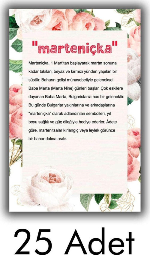 Marteniçka Kartı (5,5x8,5 Cm 25 Adet) Ipsizdir