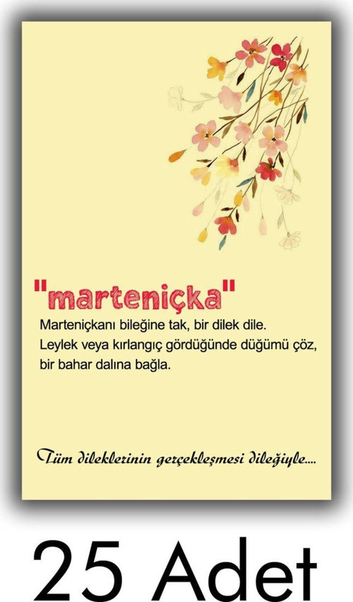 Marteniçka Kartı (5,5x8,5 Cm 25 Adet) Ipsizdir