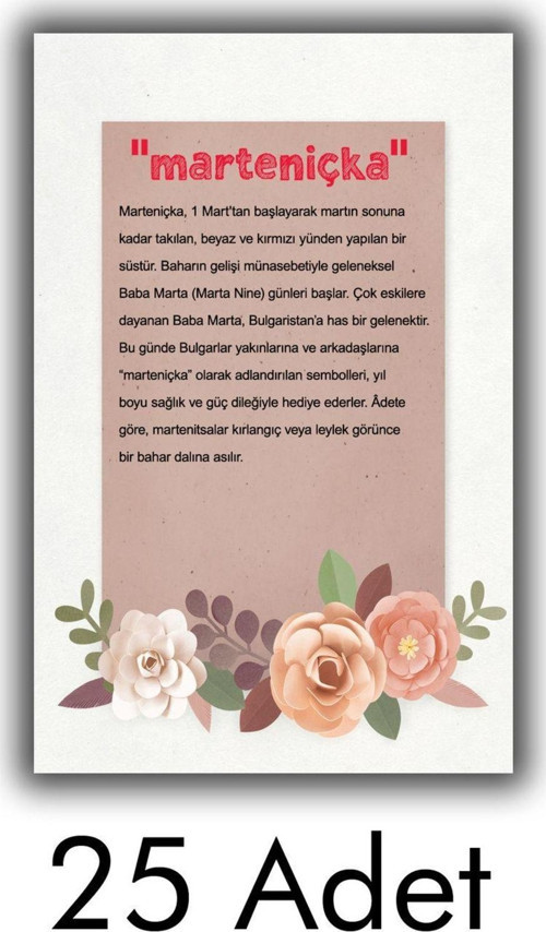 Marteniçka Kartı (5,5x8,5 Cm 25 Adet) Ipsizdir