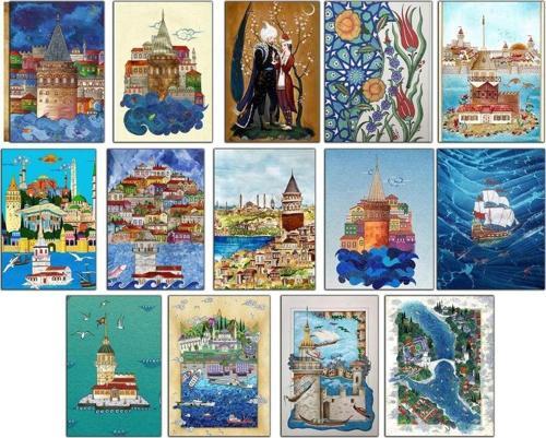 Minyatür Temalı Kartpostal Seti (10x15 cm 14 Adet)