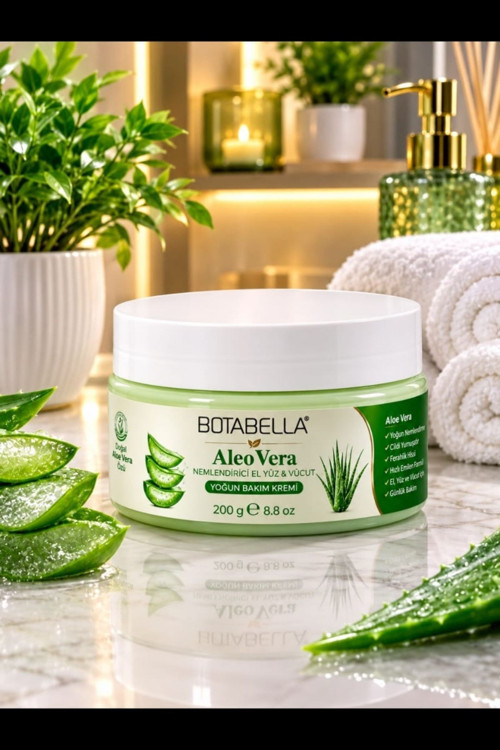 Doğal Aloe Vera Özlü Nemlendirici El Yüz Ve Vücut Yoğun Bakım Kremi 200 G