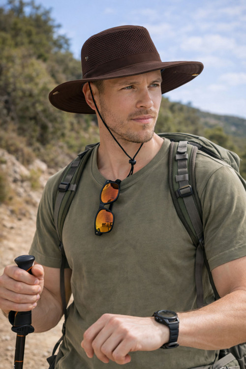 Unisex Safari Şapka - Fileli Güneş Koruyucu Outdoor Avcı Balıkçı Şapkası
