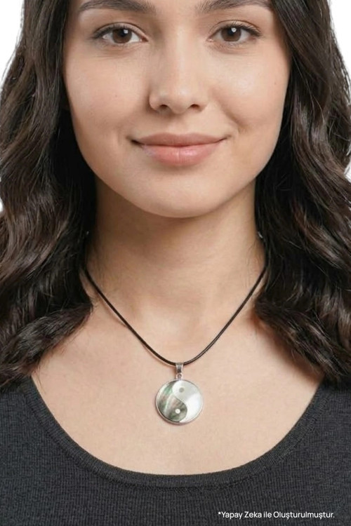 Yin Yang Sembolü Doğal Sedef Kolye 654-4
