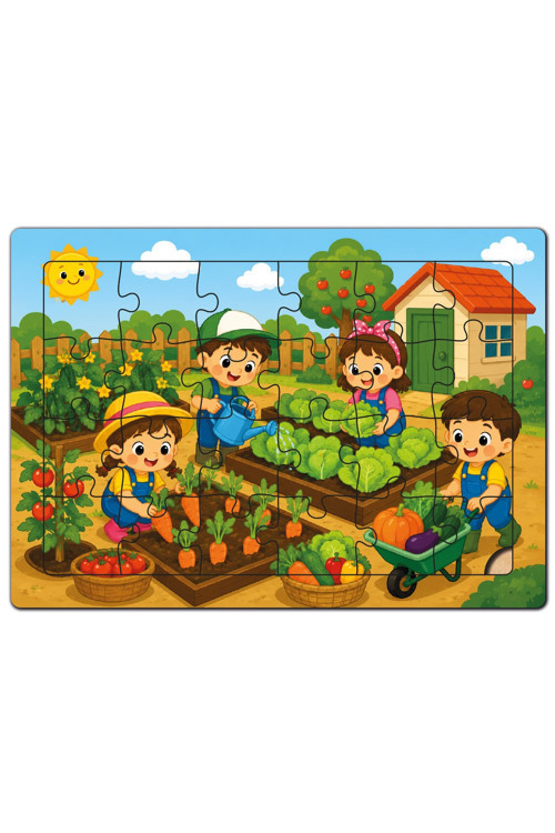 Sebze Bahçesinde Bir Gün Ahşap Puzzle (24 Parça)