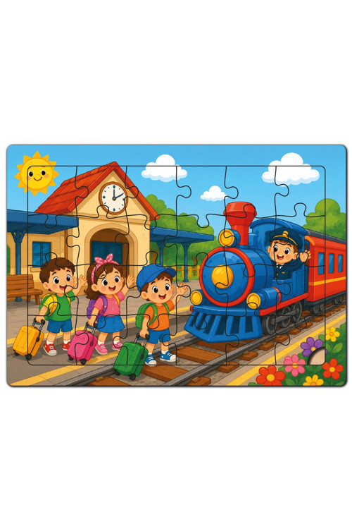 Tren İstasyonunda Bir Gün Ahşap Puzzle (24 Parça)