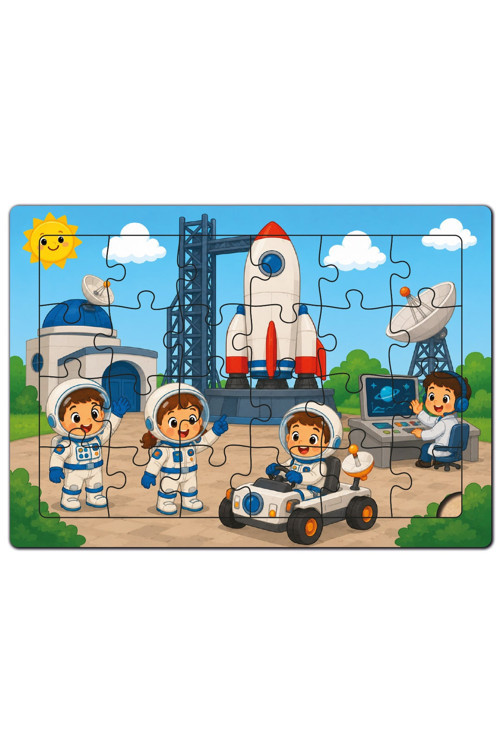 Uzay Merkezinde Bir Gün Ahşap Puzzle (24 Parça)